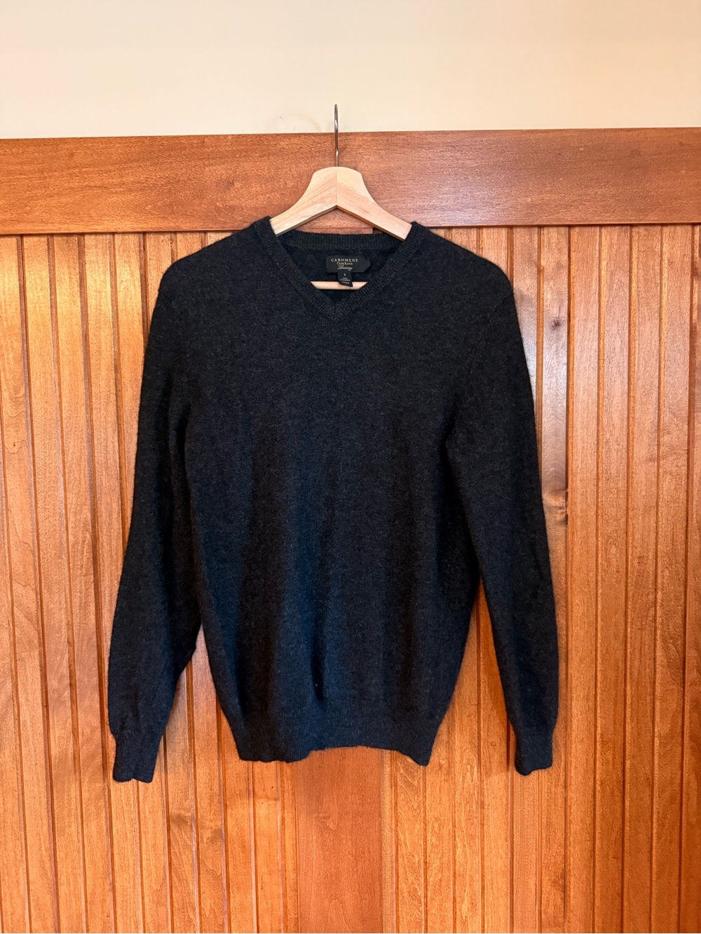 Club Room 100% Cashmere V-Neck Sweater - Charcoal Black